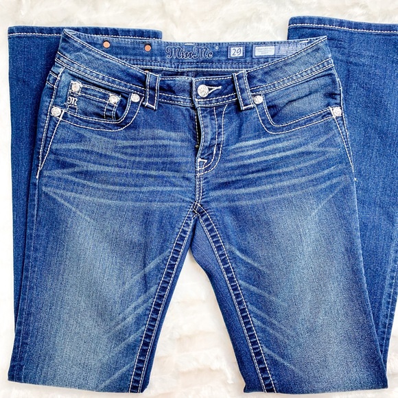 Miss Me Bling Bootcut Women’s Jeans Flap Pocket - Picture 3 of 6